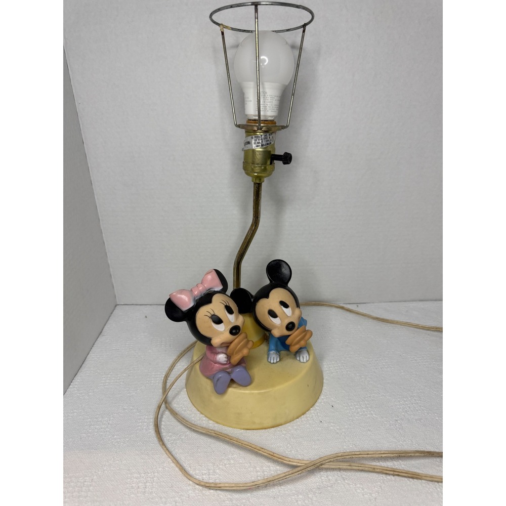 Vintage Mickey Mouse Lamp Minnie Mouse Accent Light Kids Room Decor 15"